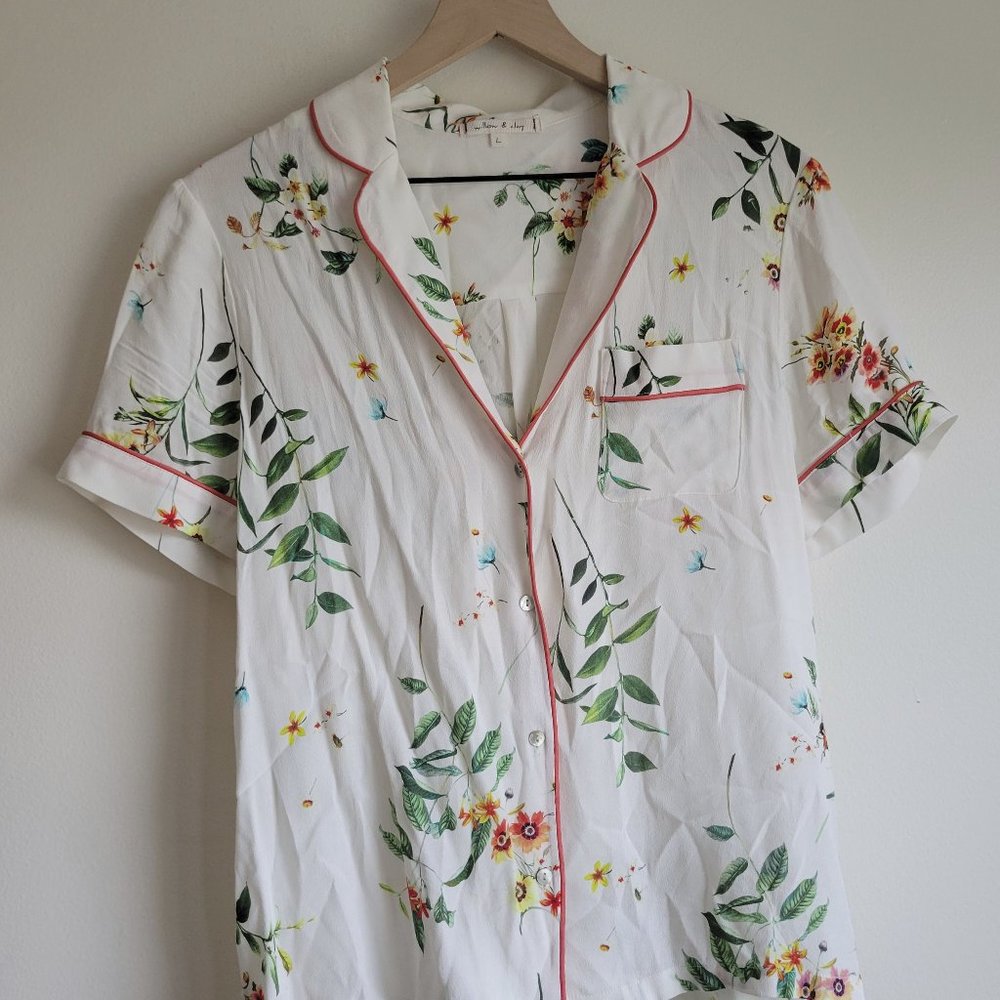 Willow & Clay Floral Blouse White Light Breezy L